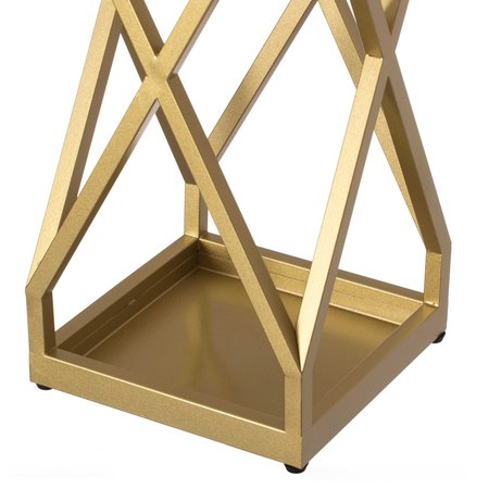 Vintiquewise Decorative Gold Square X Design Umbrella Holder Stand for Indoor and Outdoor QI004471